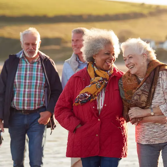 Group Walking On Beach